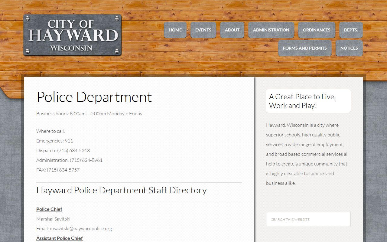 Hayward Police court question route to the Sawyer County Clerk